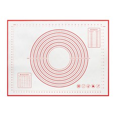 約翰家庭百貨 食品級鉑金矽膠揉麵墊 帶刻度 SGS檢驗 不沾黏清洗方便 耐高溫 烘焙墊, 紅,60x50cm, 1個