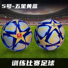 足球成人青少年5號4號兒童比賽訓練專用初中生歐洲盃同款批發英超, 五號-五星黃藍（tpu表皮）, 1個