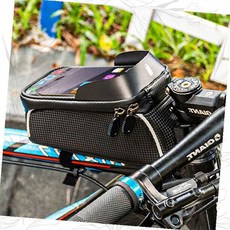 자전거 탑튜브 가방 방수 스마트폰 거치 카본 패턴 라이딩 액세서리, 1개, 자전거방수가방