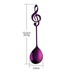 304 스테인레스 높은음자리표숟가락 (10개) 음표 스푼 뮤직, 1개, K. 뮤지컬 스푼 보라색 대형
