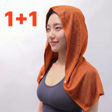 플라센 더 도톰해진 쿨링 스포츠타올 후드쿨타올 땀수건, 오렌지, 2개