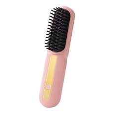 HULULU 휴대용 무선 3단계 온도조절 음이온 스트레이트 머리 빗 헤어 고데기, 핑크, A6