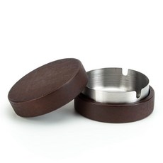 DFMEI 不鏽鋼菸灰缸高級家用酒店菸缸帶蓋防飛灰創意跨境實木圓形菸灰盅, 1個, 相思木+(銀色內膽):如圖