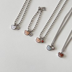 오늘출발 [KC인증/각인무료] 써지컬스틸 엠보곰 탄생석 미아방지 목걸이 팔찌, 면체인 팔찌 (13+3cm), 참추가X, 그레이, 1개