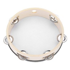 Musfunny 탬버린 악기 20 Cm 나무 Tambourine 초보자용 금속 심벌즈 포함 리듬 놀이 리트믹 - 발레 발표회 유희회 파티 연주용, 1개, 상세페이지 참조