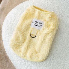 강아지 패딩 겨울 후리스 양털 안감 하네스 호환 맨투맨, 1개, 옐로우 목줄