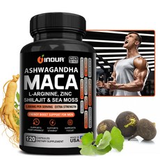 아슈와간다 + 마카간 - 기분 갑상선 및 부신 기능 지원 보조제, 3개, 120정