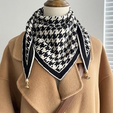 絲巾圍脖護頸三角圍巾女交叉穿洞磁吸扣毛線針織冬季防寒保暖圍脖百搭洋氣方巾