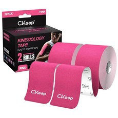 CKeep 운동학 테이프 Uncut 2롤 오리지널 코튼 엘라스틱 프리미엄 운동 라텍스 프리 저자극성 2인치 x 16피트 베기, Pink