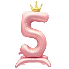 스마일파티 초대형 100cm 스탠딩 왕관 숫자 풍선 자립형, 1개, 핑크5