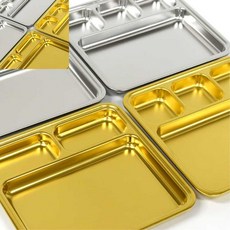 일햐 캠핑접시 원 트레이 3칸 4칸 나눔접시 간식접시 안주 스텐그릇 티타늄접시 다용도 스테인리스 식기 안주접시, 원리빙 트레이4칸(스텐)