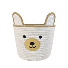 臺灣熱銷 卡通棉線編織收納筐玩具雜物置物筐換洗衣服髒衣籃零食收納置物籃, 白色