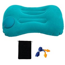CHIVOLONA 야외 공기 주입식 여행용 베개 초경량 및 소형 사이즈 목이나 허리에 완벽하게 적합 캠핑 하이킹에 보관 가방과 귀마개 포함 청록색 257563 83779, 터키석, 1개