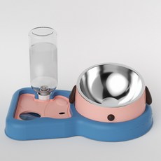 寵物碗自動飲水護頸椎貓碗防打翻小型犬狗狗慢食碗飲水器一體狗碗, 1個, 粉色500ml/自動出水 2-3天不加水:犬貓通用
