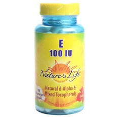 Nature's Life E 100 IU素食膠囊, 1個, 100 件