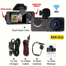 차량용 블랙박스 2/3채널 전후방 녹화기 1080P 대시캠 WIFI 앱 제어 비디오 카메라 액세서리, 03 X94-WIFI-3CAM, 01 NONE