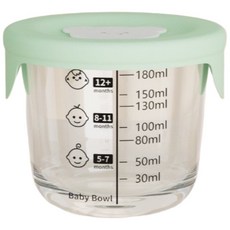 輔食保鮮盒240ML微波加熱分裝盒 嬰兒副食品碗 可加熱嬰兒輔食盒 副食品 玻璃保鮮盒 輔食分裝, 綠色, 240ml