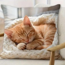 귀여운 잠자는 고양이 프린트 베개 직사각형 소파 거실 장식 쿠션 코어 창문 좌석 등받이, F. SBSA060501