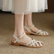 위빙 샌들 여자 발목 여성 소가죽 스트랩 꼬임 뒤막힌샌들 로마 샌달