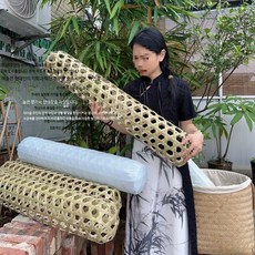 대나무 직조 바디필로우 여름용 냉감 롱쿠션 대형 안고자는 필로우 커버 포함, 물그린 커버+대형 베개 120x20cm