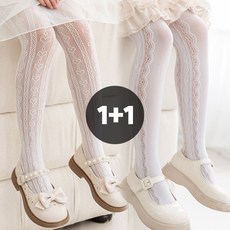 여아 레이스 화이트 팬티스타킹 2종세트