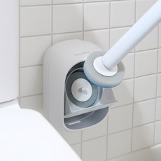 이지스틱 커버형 변기 클리너 화장실 욕실 청소솔 무타공 벽걸이 리필 세정제 세트, 1개, 화이트