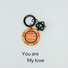 LuckyStrike好彩陶瓷籌碼骰子ins風鑰匙扣燻黑金屬感掛件個性飾品, 黃色+黑骰子【急速發貨】, 1個