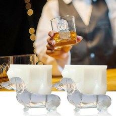 Yamteck 3D 닥스훈트 강아지 아이스 큐브 실리콘 몰드 재미있는 동물 모양 대형 닥스훈트 강아지 아이스 큐브 트레이 위스키 칵테일 음료용 닥스훈트 강아지 애호가, 닥스훈트 도그