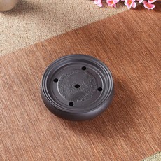 圓形紫砂功夫茶盤 儲水茶海 家用陶瓷茶具, 黑色雙魚 6英寸16cm 標準, 1個