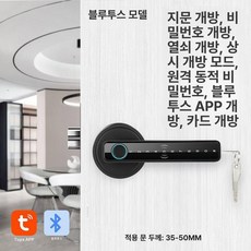 지문인식 문고리 도어락 실내 방문 현관문 사무실 번호키, 프로모션 카드 블랙 앱+카드