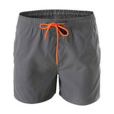 跨境wish男士純色四分休閒沙灘短褲帶拉鍊口袋和網眼襯裏泳褲