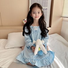 라움리에 여아 긴소매 겨울왕국 엘사 공주 레이스 원피스 바지 파자마 잠옷 세트