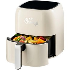 Charmi 5QT 에어프라이어 - 아름다운 레트로 디자인 스타일리시한 조리대 외관 안전 자동 차단 디지털 터치스크린 8가지 요리 프리셋 레시피 포함크림 화이트, Creamy White