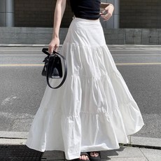 후암마켓 여성 플레어 캉캉 A 라인 여신 롱 스커트