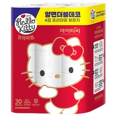 ITC 헬로키티 프리미엄 레드 4겹 천연펄프 고급 롤 화장지, 30m, 30개입, 1개