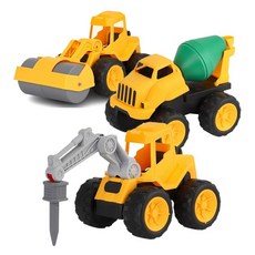 유아 공사장놀이 중장비 모래차 3종세트 작동완구 체험 유아기관 붕붕놀이 교육장난감, 1개, 노랑