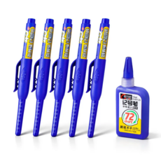 보리도리 목공용 마커펜 45mm 긴촉 마킹펜 리필형, 5개, 2. 블루펜 5개 + 리필잉크