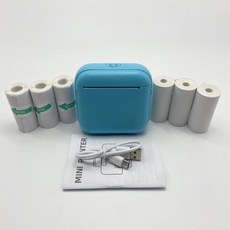 휴대용 감열 프린터 인쇄 이드 사진 라벨 메모 등에 사용 그녀 훌륭한 선물, 1개, 4. 파란색