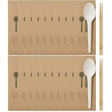 어스마일 PLA 썩는 플라스틱 일회용 수저세트 개별포장 20개 숟가락 젓가락 셋트, 1세트, 20개입