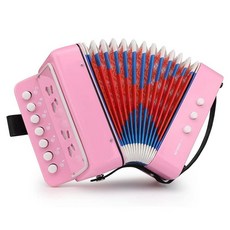 Eavnbaek 초보자 아코디언 10키 버튼 컨트롤 초보자 아코디언 악기 학생 초보자 아코디언 경량 7키 3 베이스 미니 아코르데온 아코르데온 남아 여아 선물 핑크 42622, Eavnbaek 초보자 아코디언, 10키 버튼 컨트롤
