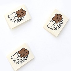 [청라핸즈] 면라벨 강아지와 곰돌이 내추럴 3개 (Z1896)