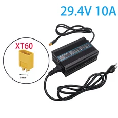 29.4V 10A 충전기 스마트 알루미늄 케이스는 7S 25.9V 실외 리튬 이온 배터리 자동차 균형 안전하고 안정적, 05 US110V, 01 CHINA, 06 XT60