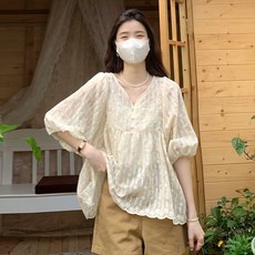 miraemoa 임부복 봄 오버핏 러블리 블라우스 여름 루즈핏 빅사이즈 편한 a라인 데일리 캐주얼 마실룩