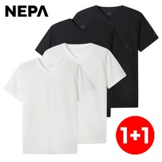 [국내매장판] 네파 남성 반팔 1+1 기능성 스판 냉감 브이넥 티셔츠