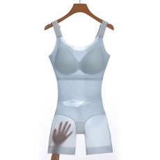 果凍冰感連體衣，夏季薄款收腹束腰美衣，適合旗袍，兩件組(膚色+藍色)