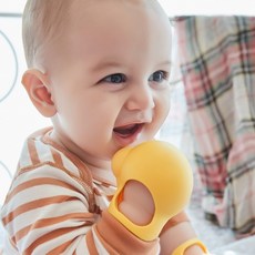 심통 실리콘100% 국민 손목 고정형 양손 2개 세트 아기 글러브 치발기 (보관케이스별도구매), 구강1~2단계 글러브치발기, 레몬옐로우(보관케이스포함), 1세트