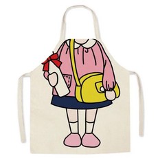 창의적이고 재미있는 만화 공주 앞치마 그림 그리기용 린넨 오염 방지 더러움 작업복 주방 핫팟 턱받이, 1개, 색상: 4. W4 / 크기: A. 47x38cm
