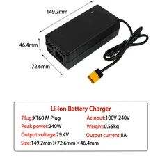 29.4V 8A 충전기 리튬이온 배터리 스마트 (7S 전동 휠체어 입력 100-240V XT90, 01 UK Plug, 07 XT60 M