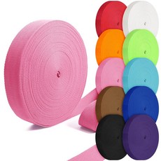 Grosun 면 웨빙 2.5cm(1인치) 3.8cm(1.5인치) 5.1cm(2인치) 토트 스트랩 캔버스 스트랩 가방용 10 25 50 3.3야드 웨빙(블랙 x 22.7, 핑크