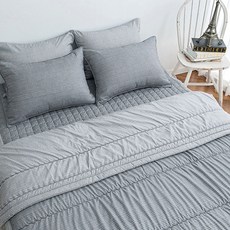 그레이 솔트 퀸 양면 간절기 차렵 이불 베개커버 세트 bes+98923PF